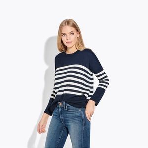 AYR Striped White and Navy Oversized Sweater XL